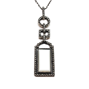 Mother of Pearl Rectangle and Marcasite Necklace